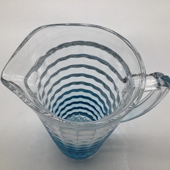 Blue and Clear Textured Cube Effect Glass Ombre Colored Blue Pitcher - Picture 12 of 16